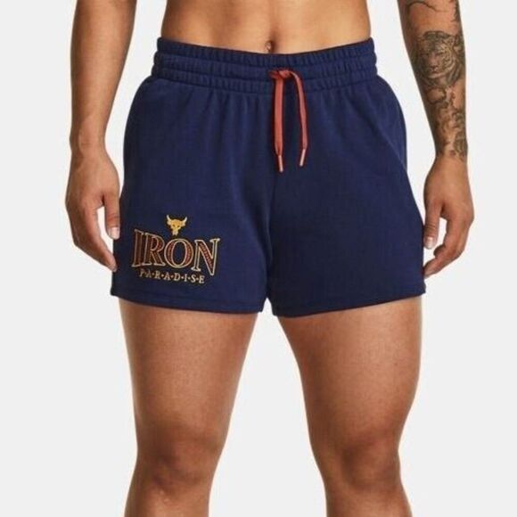 Under Armour 1380189-410 Women's Sz S Navy Project Rock Everyday Terry Shorts - Picture 10 of 11